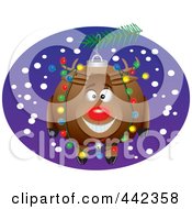 Poster, Art Print Of Cartoon Black And White Outline Design Of A Rudolph Bauble