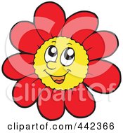Royalty Free RF Clip Art Illustration Of A Happy Red Flower Character