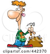 Royalty Free RF Clip Art Illustration Of A Cartoon Young Man With A Bag Of Hammers by toonaday