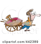 Cartoon Amish Man Pulling A Hand Cart