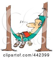 Cartoon Man Snoozing In A Hammock