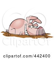 Cartoon Happy Pig In A Mud Puddle