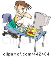 Cartoon Computer Hacking Man