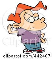 Cartoon Boy Gesturing To Talk To The Hand
