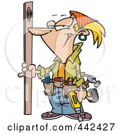 Royalty Free RF Clip Art Illustration Of A Cartoon Handy Woman Holding A Board by toonaday