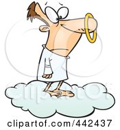 Royalty Free RF Clip Art Illustration Of A Cartoon Male Angel With A Halo On His Nose