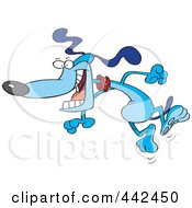 Royalty Free RF Clip Art Illustration Of A Cartoon Happy Blue Dog Jumping