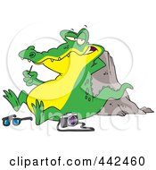 Poster, Art Print Of Cartoon Gator Picking His Teeth After Eating A Tourist