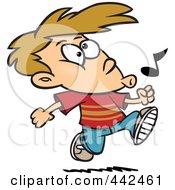 Cartoon Boy Walking And Whistling