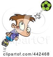 Poster, Art Print Of Cartoon Soccer Boy Bouncing A Ball Off His Head