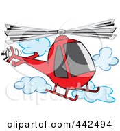 Poster, Art Print Of Cartoon Helicopter In The Clouds