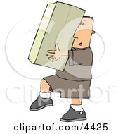 Delivery Man Carrying A Big PackageBox
