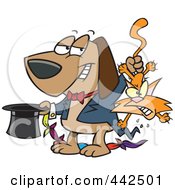 Royalty Free RF Clip Art Illustration Of A Cartoon Magician Dog Pulling A Cat Out Of A Hat
