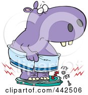 Cartoon Heavy Hippo Crushing A Scale