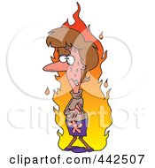 Cartoon Woman Experiencing A Hot Flash