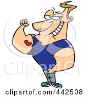 Royalty Free RF Clip Art Illustration Of A Cartoon Man Showing Off His Heart Tattoo On His Bicep by toonaday