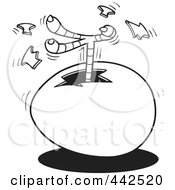 Poster, Art Print Of Cartoon Black And White Outline Design Of A Chick Kicking A Foot Out Of An Egg