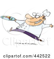 Royalty Free RF Clip Art Illustration Of A Cartoon Chef Serving Haute Cuisine by toonaday