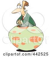 Royalty Free RF Clip Art Illustration Of A Cartoon Businessman Waiting For An Egg To Hatch