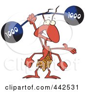 Royalty Free RF Clip Art Illustration Of A Cartoon Strong Ant Lifting A Barbell by toonaday