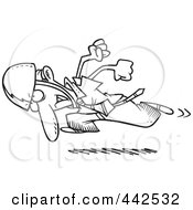 Royalty Free RF Clip Art Illustration Of A Cartoon Black And White Outline Design Of A Hard Headed Businessman Charging