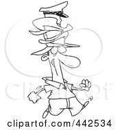 Poster, Art Print Of Cartoon Black And White Outline Design Of A Man Wearing Many Hats