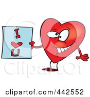 Poster, Art Print Of Cartoon Heart Holding An I Love You Sign