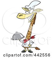 Royalty Free RF Clip Art Illustration Of A Cartoon Chef Giraffe Holding A Platter by toonaday