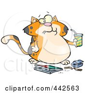 Poster, Art Print Of Cartoon Fat Orange Cat Binging Fast Food
