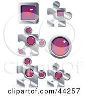 Poster, Art Print Of Collage Of Red Puzzle Shaped Website Buttons