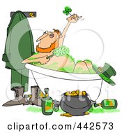 Leprechaun Bathing With Green Suds And Alcohol