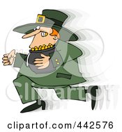 Royalty Free RF Clip Art Illustration Of A Leprechaun Running With His Gold