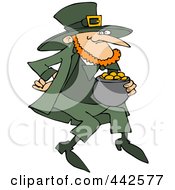 Royalty Free RF Clip Art Illustration Of A Leprechaun Carrying A Pot Of Gold