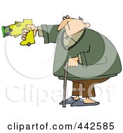 Poster, Art Print Of Old Man Balancing With His Cane And Pointing A Taser Gun