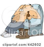 Royalty Free RF Clip Art Illustration Of A Man Drinking A Beer In His Chair After A Hard Day