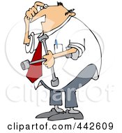 Royalty Free RF Clip Art Illustration Of A Confused Businessman Holding A Lug Wrench