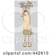 Man Chained Against A Stone Wall