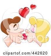 Royalty Free RF Clip Art Illustration Of A Romantic Couple Kissing In Profile