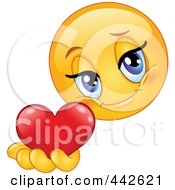 Poster, Art Print Of Romantic Female Emoticon Holding Out A Heart