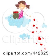 Poster, Art Print Of Girl On A Cloud Dropping Hearts