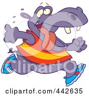 Royalty Free RF Clip Art Illustration Of A Cartoon Hippo Running by toonaday