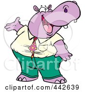 Poster, Art Print Of Cartoon Business Hippo Presenting