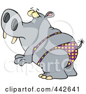 Poster, Art Print Of Cartoon Hippo In A Polka Dot Bikini