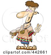 Royalty Free RF Clip Art Illustration Of A Cartoon Peaceful Hippie by toonaday