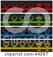 Poster, Art Print Of Collage Of Colorful Glowing Diamonds On Black