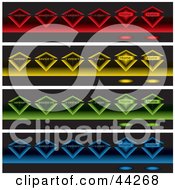 Poster, Art Print Of Collage Of Glowing Colorful Diamonds On Black