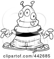 Poster, Art Print Of Cartoon Black And White Outline Design Of A Hip Hop Alien