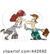 Royalty Free RF Clip Art Illustration Of A Cartoon Businessman And Woman Giving High Fives