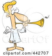 Royalty Free RF Clip Art Illustration Of A Cartoon Herald The Angel Blowing A Horn by toonaday