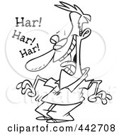 Royalty Free RF Clip Art Illustration Of A Cartoon Black And White Outline Design Of A Laughing Guy